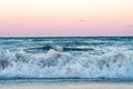 Atlantic Ocean waves crashing onto the beach in Avon By The Sea, New Jersey Royalty Free Stock Photo