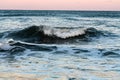 Atlantic Ocean waves crashing onto the beach in Avon By The Sea, New Jersey Royalty Free Stock Photo