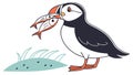 Atlantic Puffin Holding Several Fish in its Beak vector design Generative AI Royalty Free Stock Photo