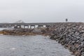 Atlantic road bridge in foggy weather, Atlantic seaside, Picturesque road between island number 64 from city Kristiansund in city Royalty Free Stock Photo