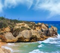 Atlantic rocky coast view (Algarve, Portugal Royalty Free Stock Photo
