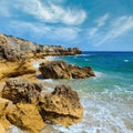 Atlantic rocky coast view (Algarve, Portugal Royalty Free Stock Photo