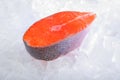 Atlantic salmon cutlet on ice Royalty Free Stock Photo