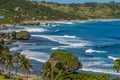 Atlantic surf reaches the east coast of Barbados at Bathsheba Beach