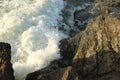 Atlantic waves crashing against the rock and the beach