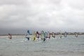 Atlantic wind surfers racing in the storm winds