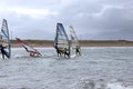 Atlantic wind surfers racing in the storm