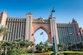 Atlantis Hotel, a luxury hotel resort located at the apex of the Palm Jumeirah island in Dubai of the United Arab Emirates Royalty Free Stock Photo