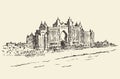 Atlantis Palm hotel Dubai United Emirates drawn Royalty Free Stock Photo