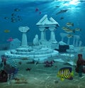 Atlantis Ruins Underwater Royalty Free Stock Photo