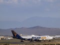 Atlas Air commercial airliners plane parked in the Desert