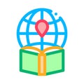 Atlas Geographic Map Book Icon Thin Line Vector