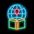 Atlas Geographic Map Book neon glow icon illustration