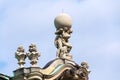 Atlas god statue holding sphere on shoulders, Wallpavillon, Zwinger, Dresden Royalty Free Stock Photo