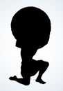 Atlas keeps the earth on their shoulders. Vector drawing silhouette Royalty Free Stock Photo