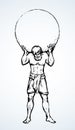 Atlas keeps the earth on their shoulders. Vector drawing silhouette Royalty Free Stock Photo