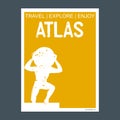 Atlas monument landmark brochure Flat style and typography vector