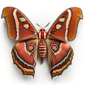 Atlas moth Attacus atlas butterfly. Beautiful Butterfly in Wildlife. Isolate on white background