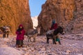 ATLAS MOUNTAINS, MOROCCO - 20 JAN: Nomad tribe people living in mountains near Tinghir or Tinerhir. Woman with her