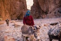 ATLAS MOUNTAINS, MOROCCO - 20 JAN: Nomad tribe people living in mountains near Tinghir or Tinerhir. Woman with her