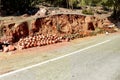 Atlas Mountains / Morocco - 03.02.2016: Roadside stand with traditional dishes from Morocco for cooking vegetables and meat -