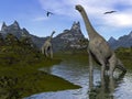 Atlasaurus dinosaurs - 3D render Royalty Free Stock Photo