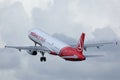 AtlasGlobal plane approaching the runway Royalty Free Stock Photo