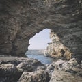 Atlesh arch. Rocky coast of Cape Tarhankut in Crimea