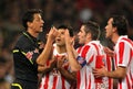 Atletico Madrid players discuss Royalty Free Stock Photo