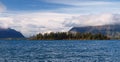 Atlin lake durin sunny fall day