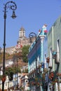 Houses with pots in Atlixco, puebla, mexico V Royalty Free Stock Photo