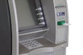 ATM with anti-skimmer and white plastic card Royalty Free Stock Photo
