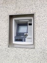 ATM-automatic money machine installed on an exterior wall