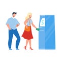 Atm Bank Machine Using Woman For Get Cash Vector Royalty Free Stock Photo