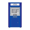 ATM bank terminal,blue auto teller machine Royalty Free Stock Photo