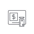 ATM, banking, dollar cash, card money, finance thin line icon. Linear vector symbol