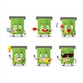 ATM card slot cartoon character with various types of business emoticons Royalty Free Stock Photo