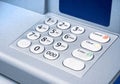 ATM cash machine pin pad, keypad detail, object closeup, nobody. Key pad, number keyboard on a modern atm up close Royalty Free Stock Photo