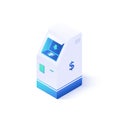 ATM icon illustration in isometric vector design. Futuristic automated teller machine object isolated on white background. Cash Royalty Free Stock Photo