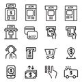 ATM icon set in thin line style Royalty Free Stock Photo