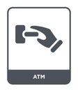 atm icon in trendy design style. atm icon isolated on white background. atm vector icon simple and modern flat symbol for web site Royalty Free Stock Photo
