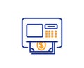 ATM line icon. Money withdraw sign. Vector