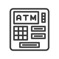 atm machine, bank and financial related icon, editable stroke outline Royalty Free Stock Photo