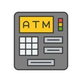 atm machine, bank and financial related icon, filled outline editable stroke Royalty Free Stock Photo