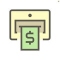 Atm machine and banknote vector icon