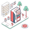 ATM Machine Illustration Banking and Cash Withdrawal Vector Design Royalty Free Stock Photo