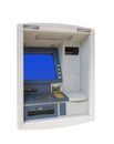 Atm machine isolated on white, lateral view Royalty Free Stock Photo