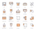 Atm machine line icon set. Withdraw money, deposit, hand taking cash, receipt minimal vector illustration. Simple