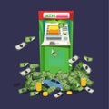 ATM Machine with a lot of money. rich concept - Royalty Free Stock Photo