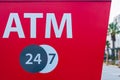 ATM machine 247 open. Cash dispenser, Automated bank machine. Automated teller machine installed in the city center